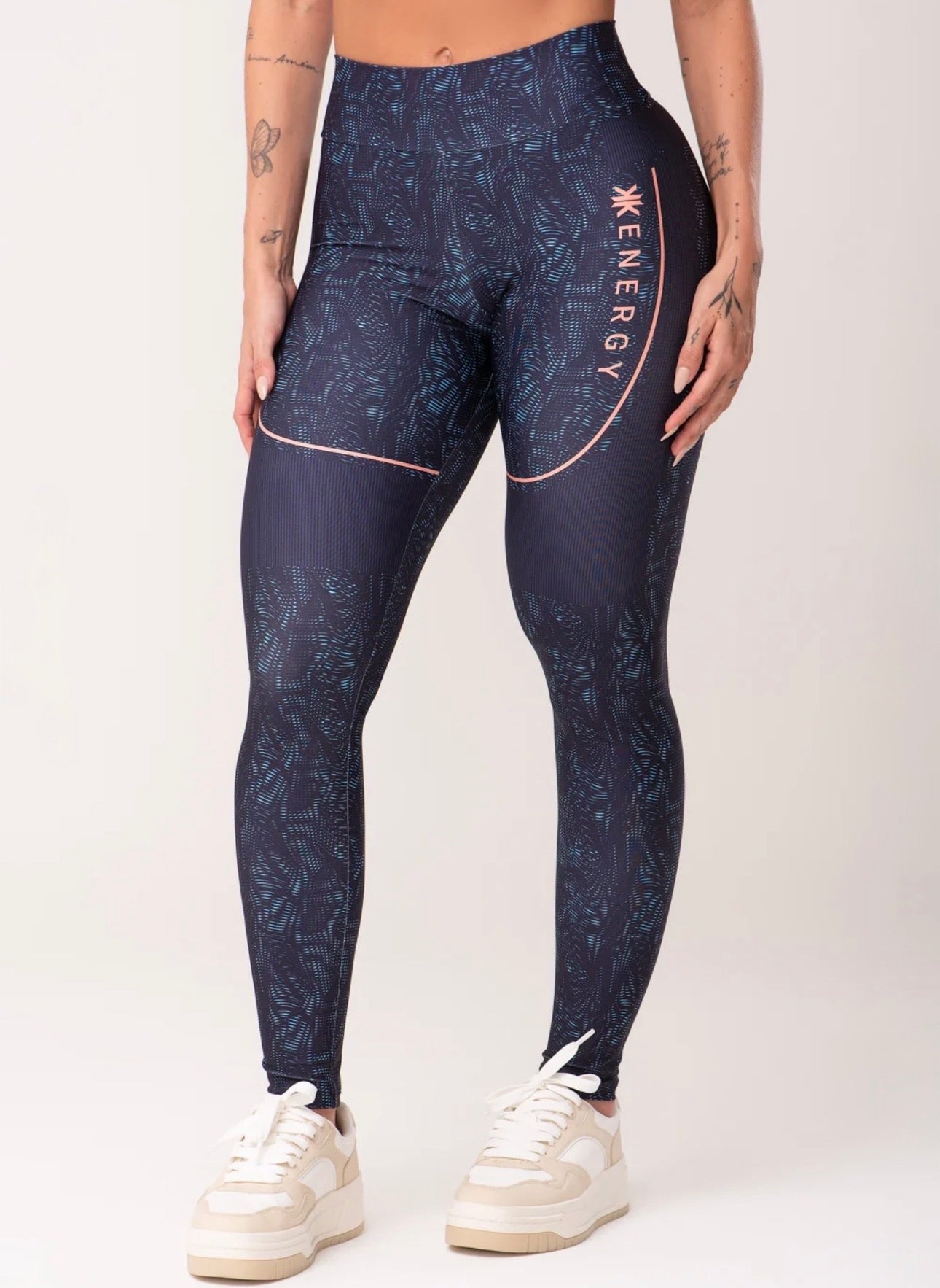 Legging fitness feminina estampada energy azul printed dlk