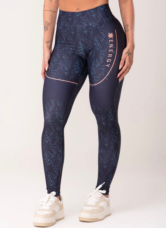 Legging fitness feminina estampada energy azul printed dlk