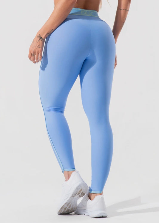 Legging fitness feminina com elásticos no cós e na lateral activity dlk azul